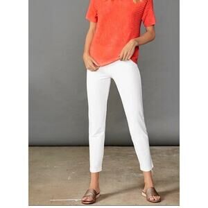 Eileen Fisher Womens Knit Pull on Crop Pants Stretch Minimalist White Size Large